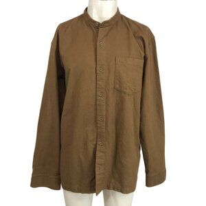 MUJI - MEN'S LARGE - TAN LONG SLEEVE BUTTON COLLARED SHIRT W/ POCKET